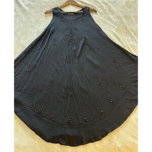 Double Decker Womens Dress Free Size Embroidered Asymmetrical Flowy Coverup